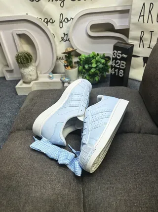 Adidas Superstar Light Blue Lifestyle Sneakers 6
