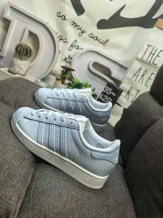 Adidas Superstar Light Blue Lifestyle Sneakers 7