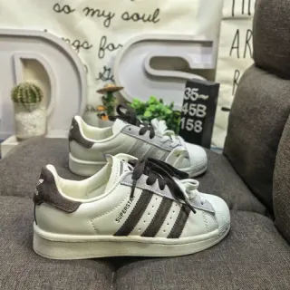 Adidas Superstar Off-White and Brown Lifestyle Sneakers