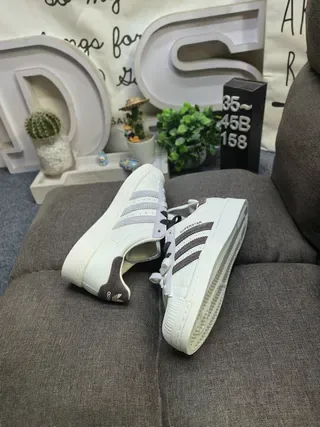 Adidas Superstar Off-White and Brown Lifestyle Sneakers 6