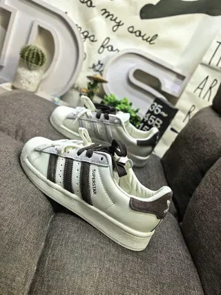 Adidas Superstar Off-White and Brown Lifestyle Sneakers 7
