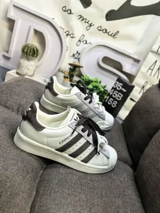 Adidas Superstar Off-White and Brown Lifestyle Sneakers 9