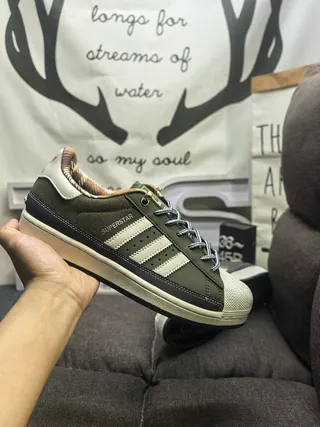 Adidas Superstar Olive Green and Cream Lifestyle Sneakers 5