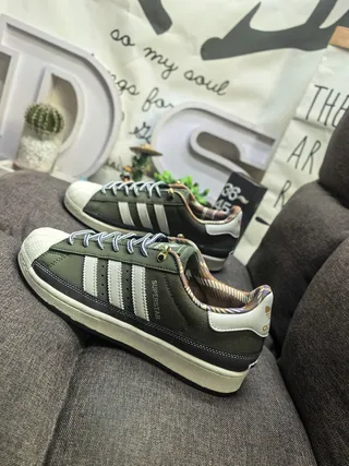 Adidas Superstar Olive Green and Cream Lifestyle Sneakers 7