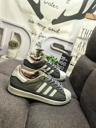 Adidas Superstar Olive Green and Cream Lifestyle Sneakers 9