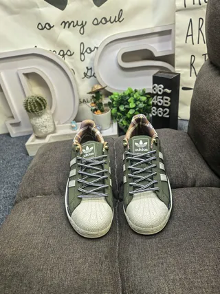 Adidas Superstar Olive Green and Cream Lifestyle Sneakers 10