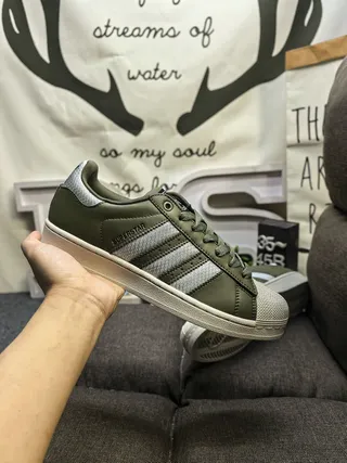 Adidas Superstar Olive Green and Silver Lifestyle Sneakers 5