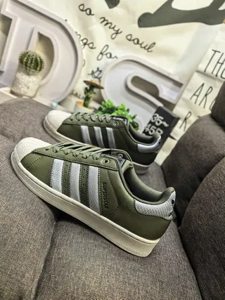 Adidas Superstar Olive Green and Silver Lifestyle Sneakers 7