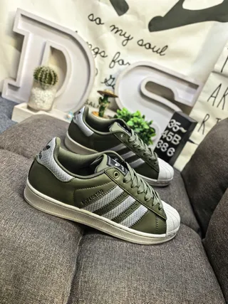 Adidas Superstar Olive Green and Silver Lifestyle Sneakers 9