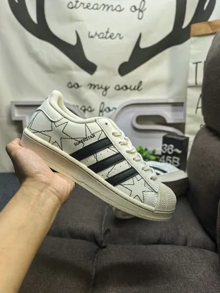 Adidas Superstar Star-Embroidered Off-White Lifestyle Sneakers 5
