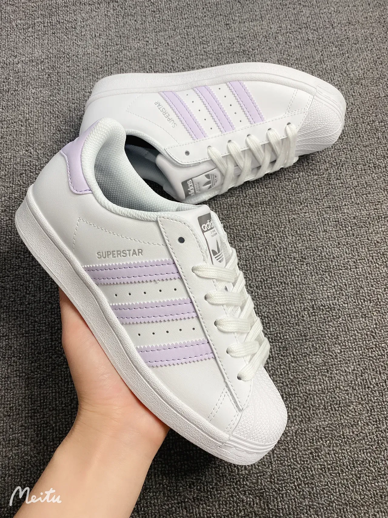 Adidas Superstar White and Lavender Lifestyle Sneakers 7