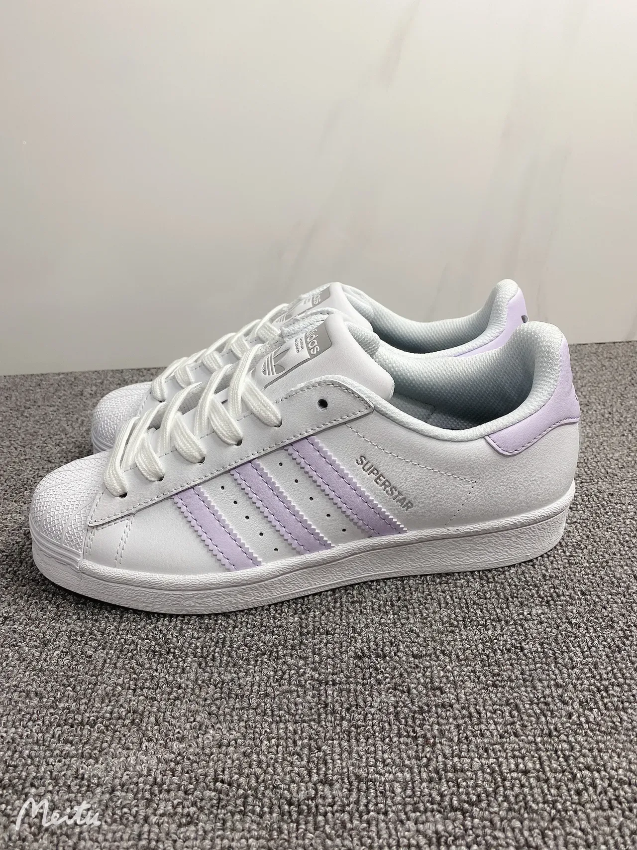 Adidas Superstar White and Lavender Lifestyle Sneakers 9