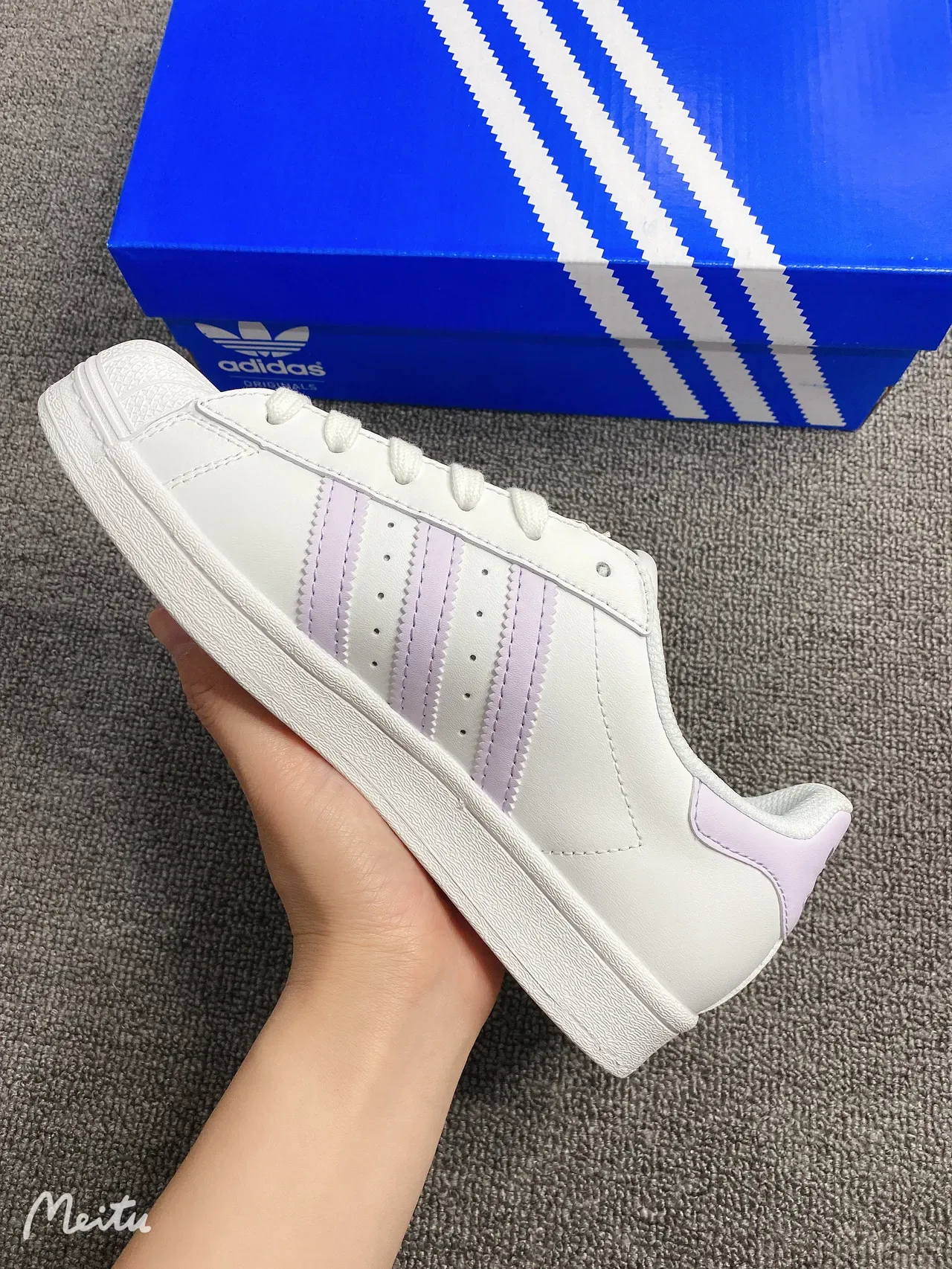 Adidas Superstar White and Lavender Lifestyle Sneakers 10