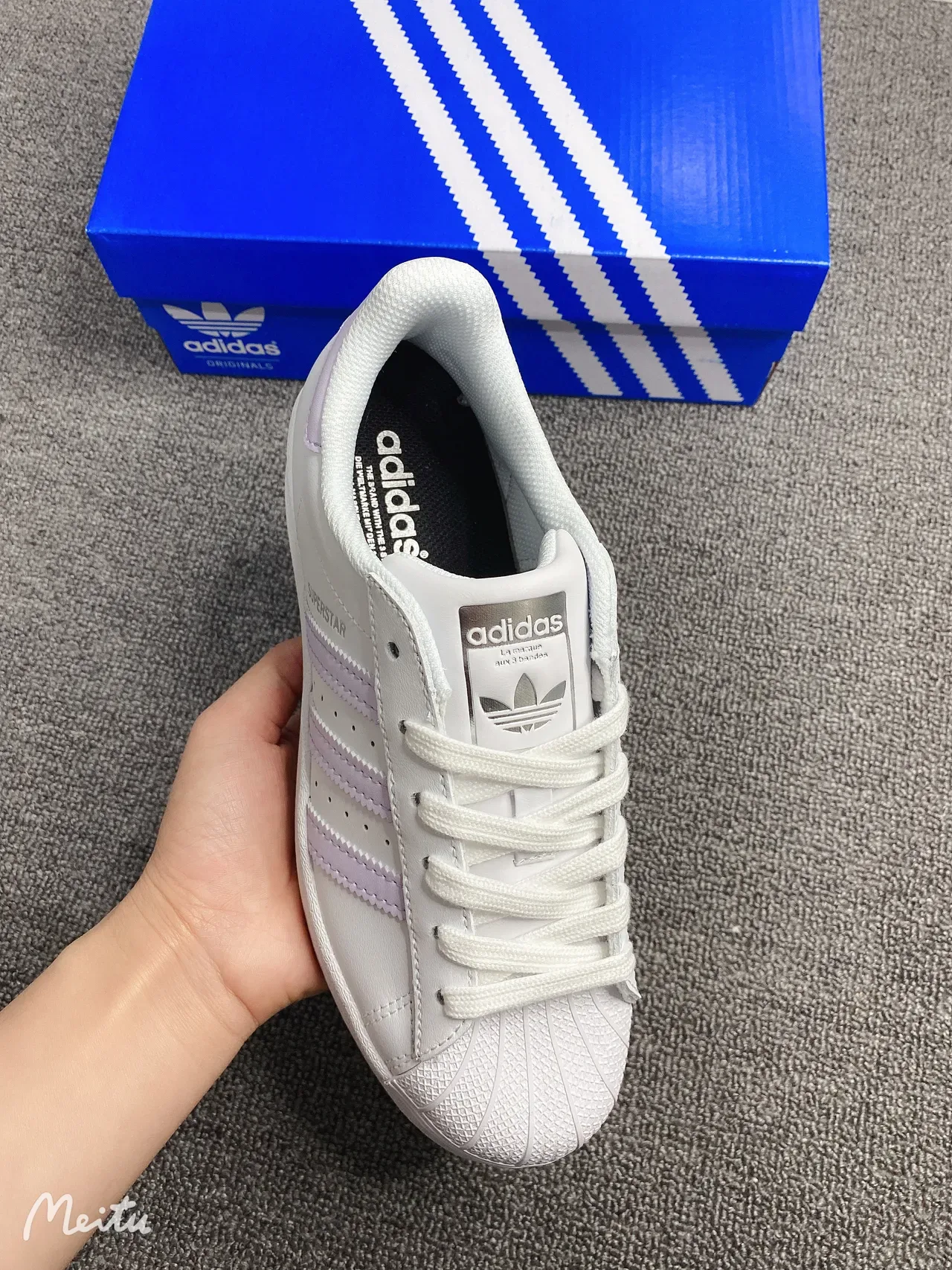 Adidas Superstar White and Lavender Lifestyle Sneakers 15