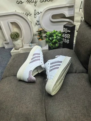 Adidas Superstar White and Lavender Quilted Lifestyle Sneakers 6