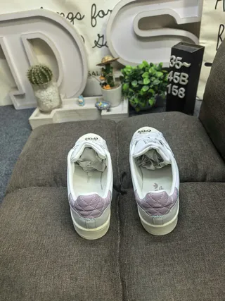 Adidas Superstar White and Lavender Quilted Lifestyle Sneakers 8