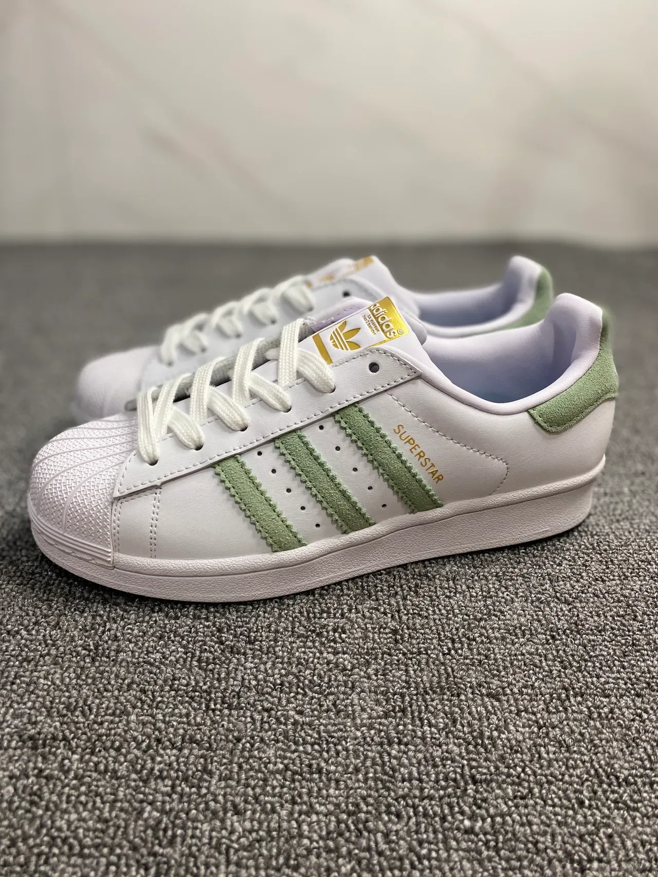 Adidas Superstar White and Mint Green Lifestyle Sneakers 2