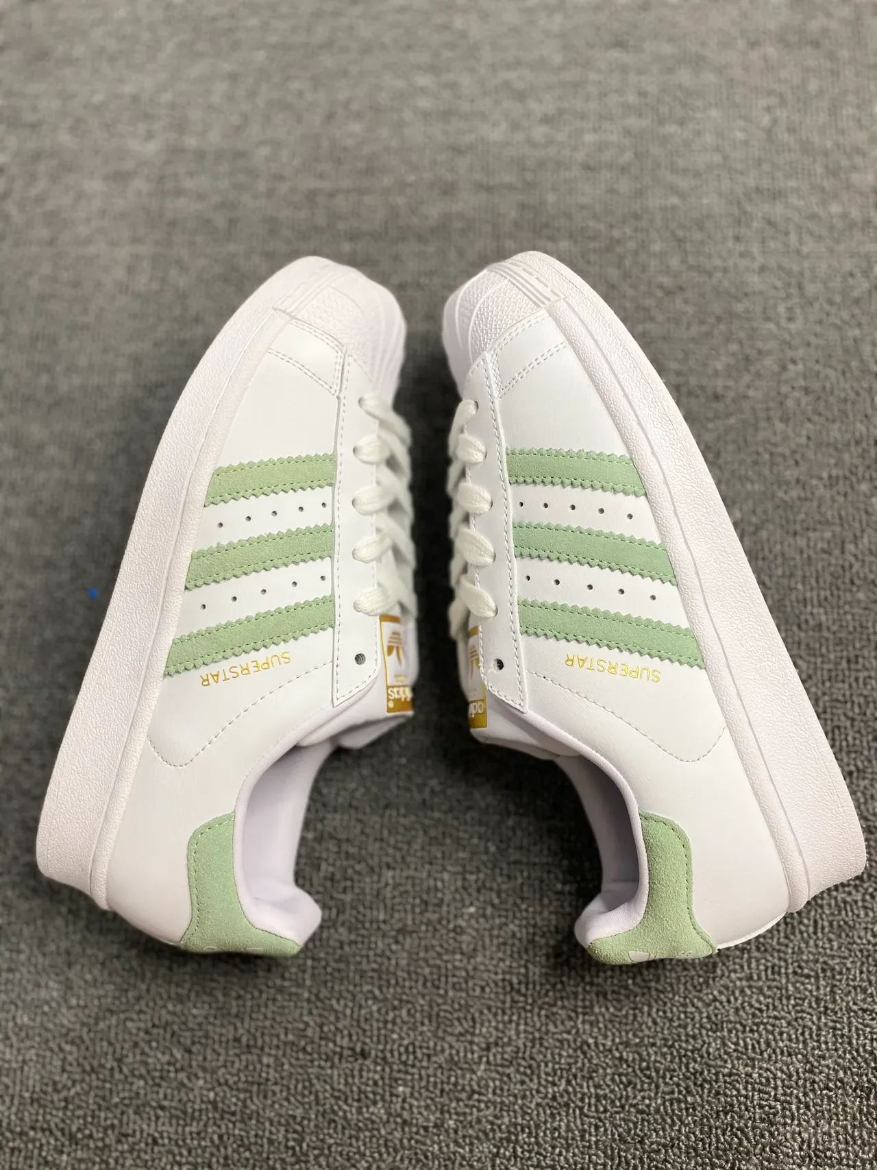 Adidas Superstar White and Mint Green Lifestyle Sneakers 6
