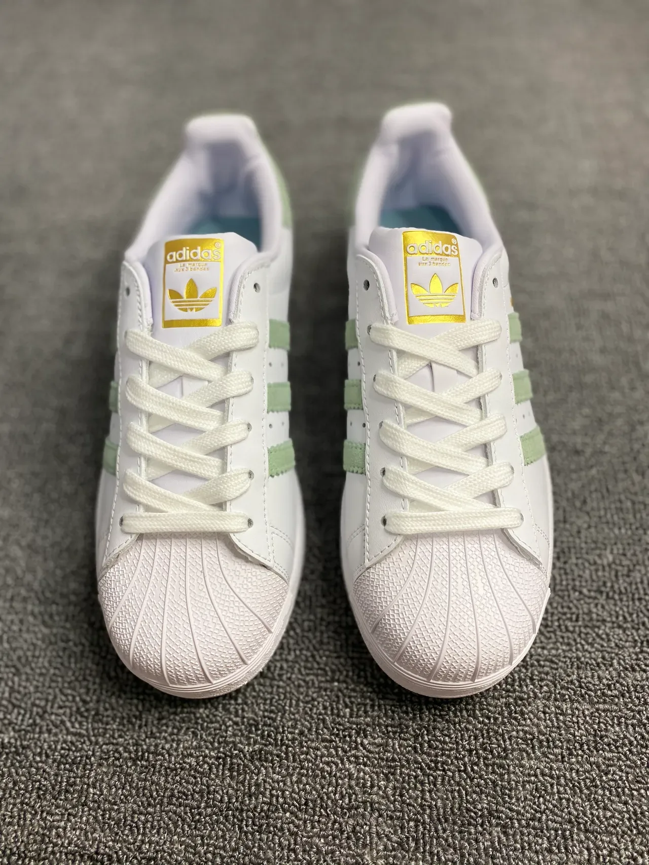 Adidas Superstar White and Mint Green Lifestyle Sneakers 7