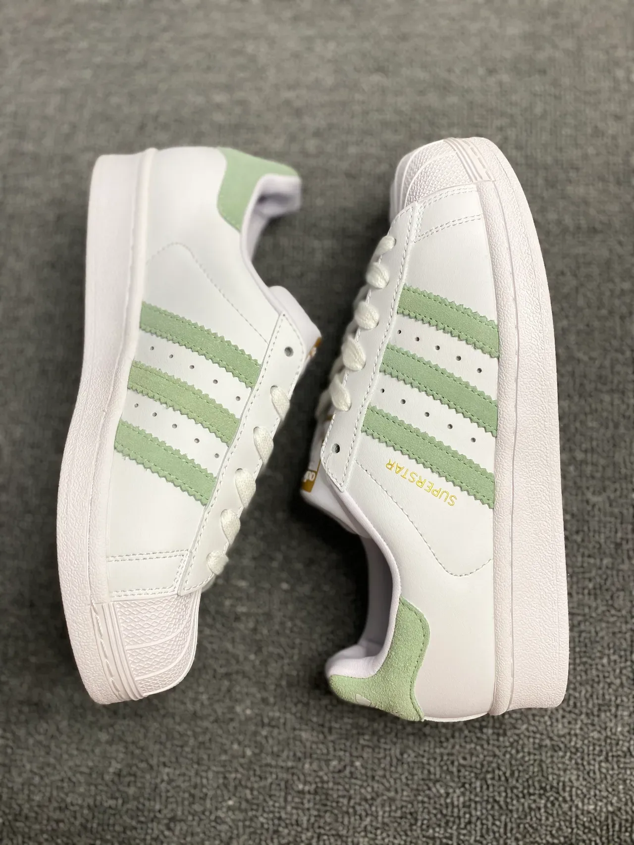 Adidas Superstar White and Mint Green Lifestyle Sneakers 9