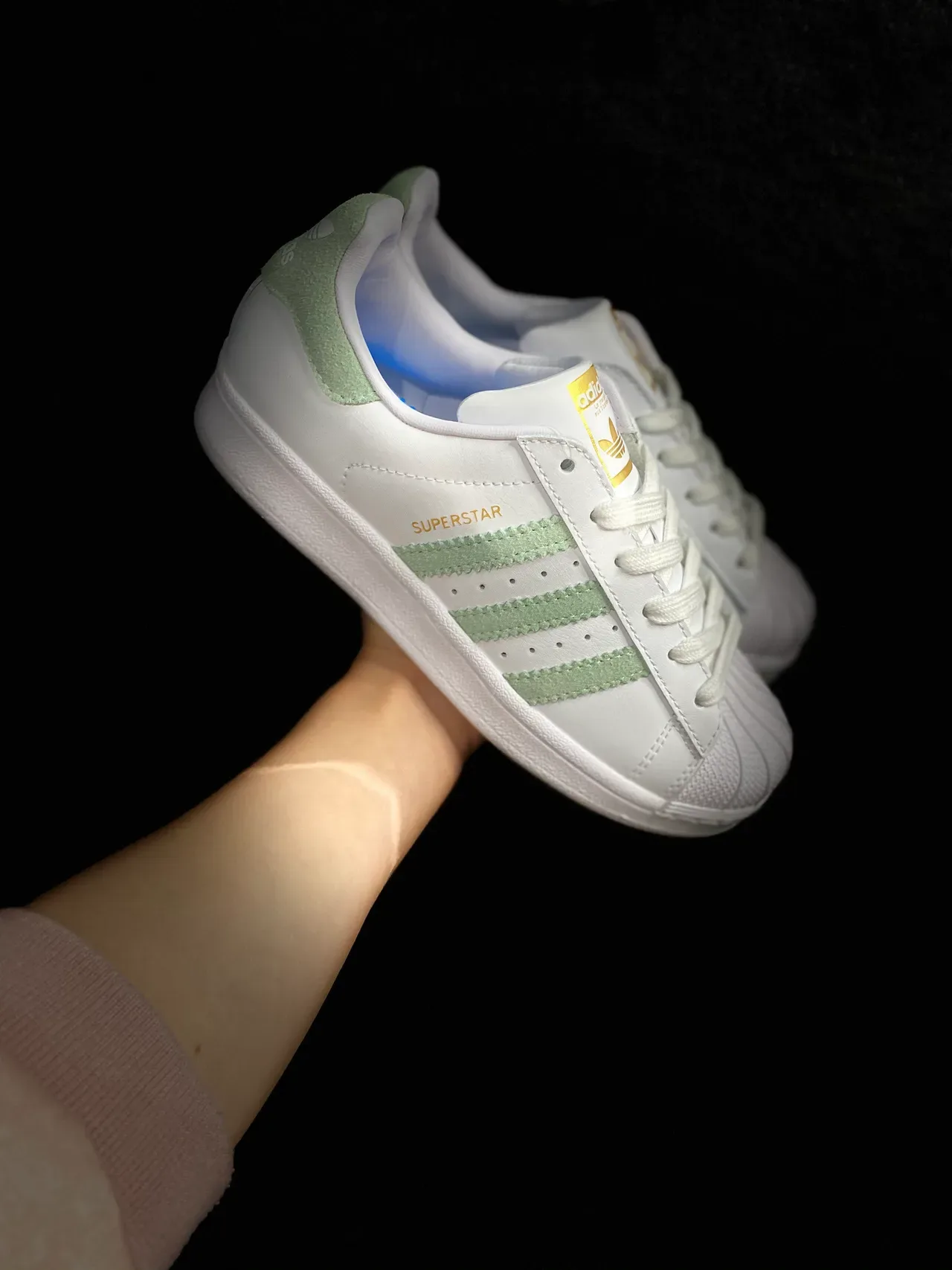 Adidas Superstar White and Mint Green Lifestyle Sneakers 10