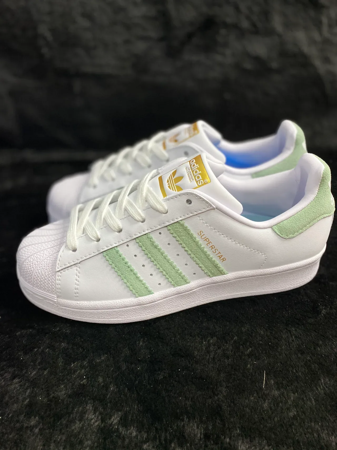 Adidas Superstar White and Mint Green Lifestyle Sneakers 12