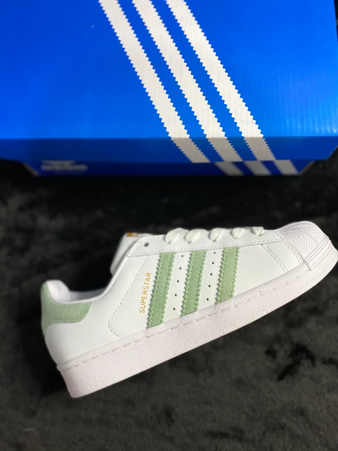 Adidas Superstar White and Mint Green Lifestyle Sneakers 16