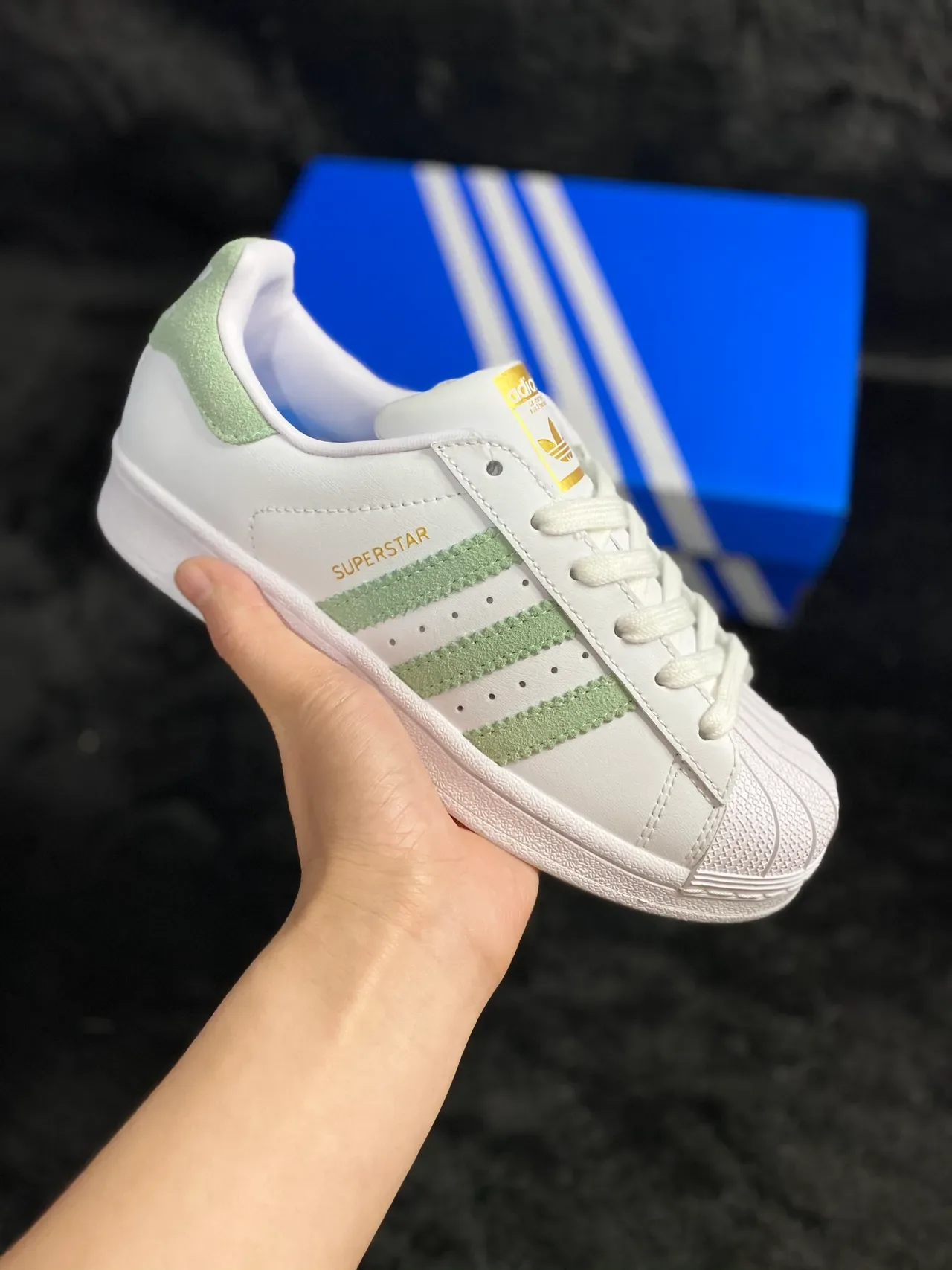 Adidas Superstar White and Mint Green Lifestyle Sneakers 17