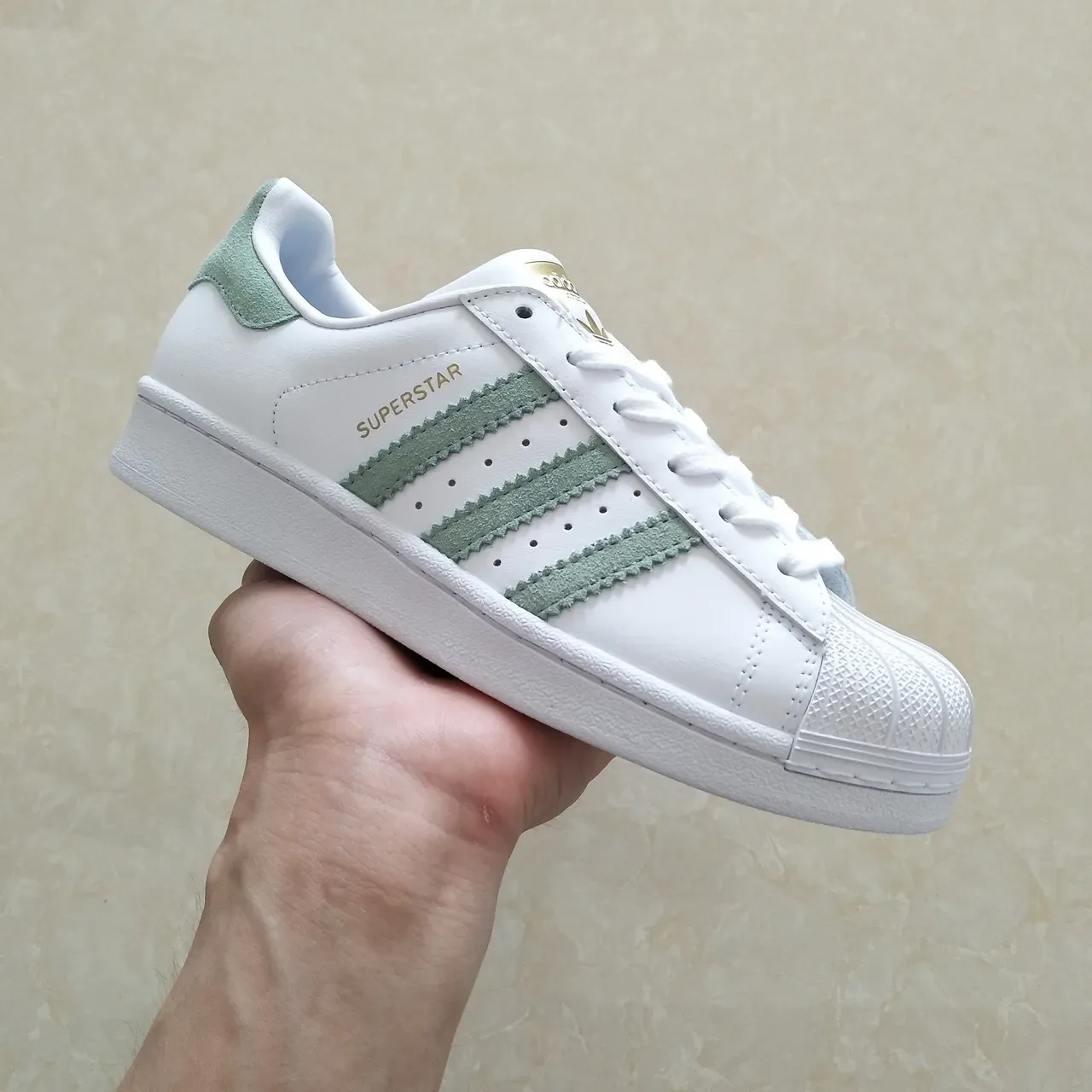 Adidas Superstar White and Mint Green Lifestyle Sneakers 19