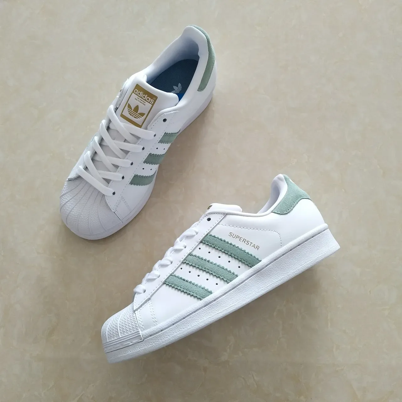 Adidas Superstar White and Mint Green Lifestyle Sneakers 20