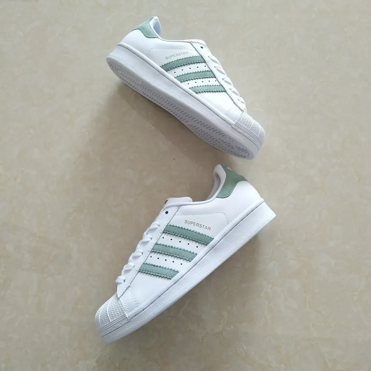 Adidas Superstar White and Mint Green Lifestyle Sneakers 21