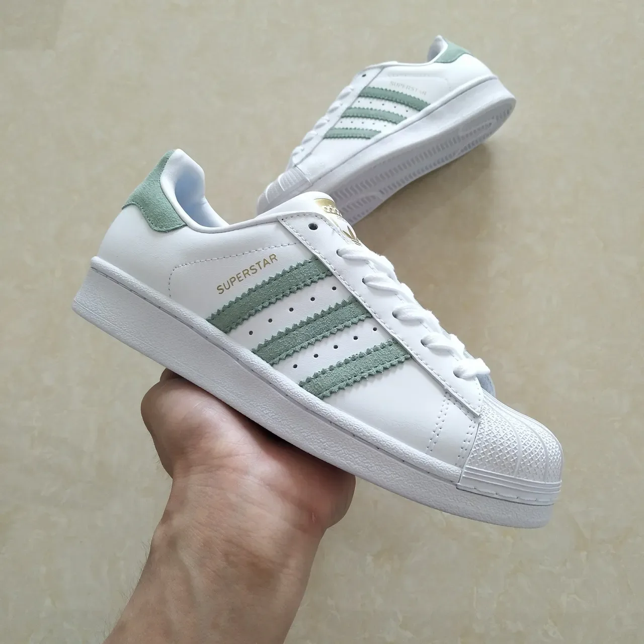 Adidas Superstar White and Mint Green Lifestyle Sneakers 22