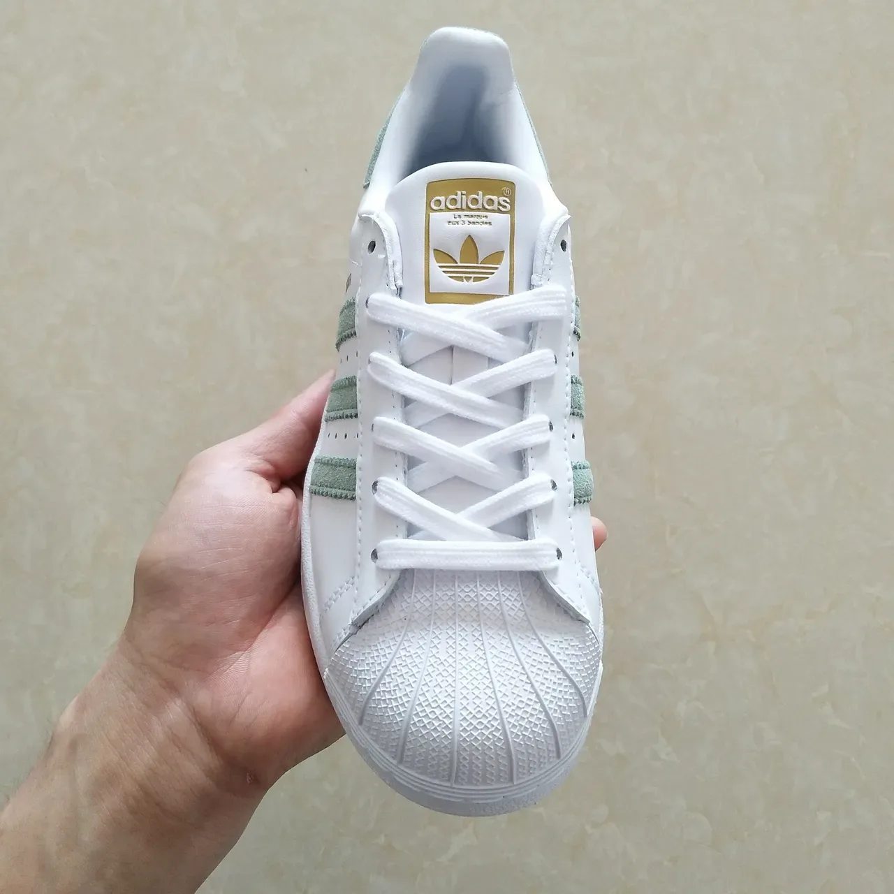 Adidas Superstar White and Mint Green Lifestyle Sneakers 23