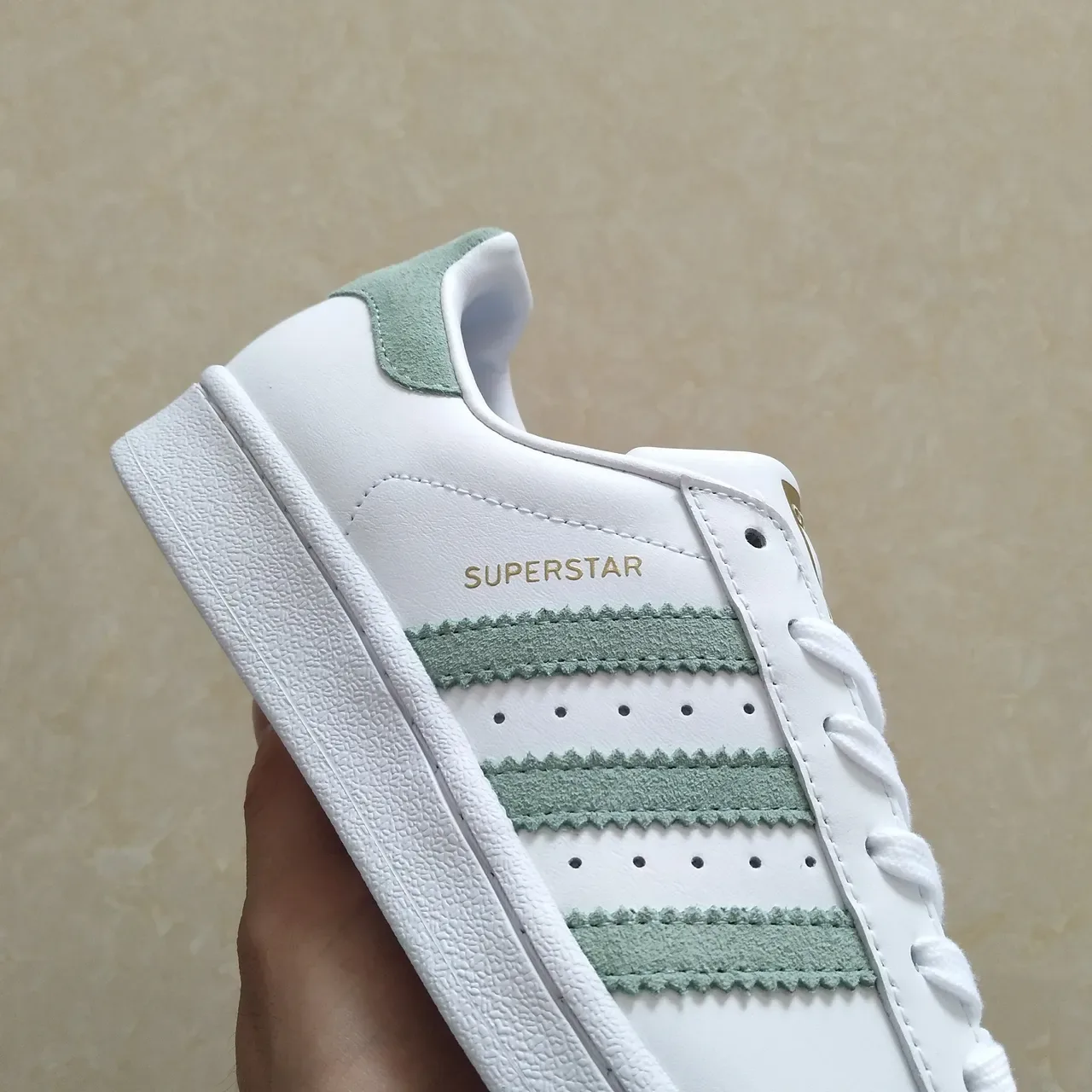Adidas Superstar White and Mint Green Lifestyle Sneakers 24