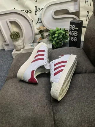 Adidas Superstar White and Red Lifestyle Sneakers 6