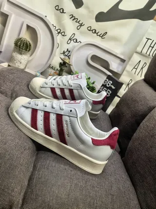 Adidas Superstar White and Red Lifestyle Sneakers 7