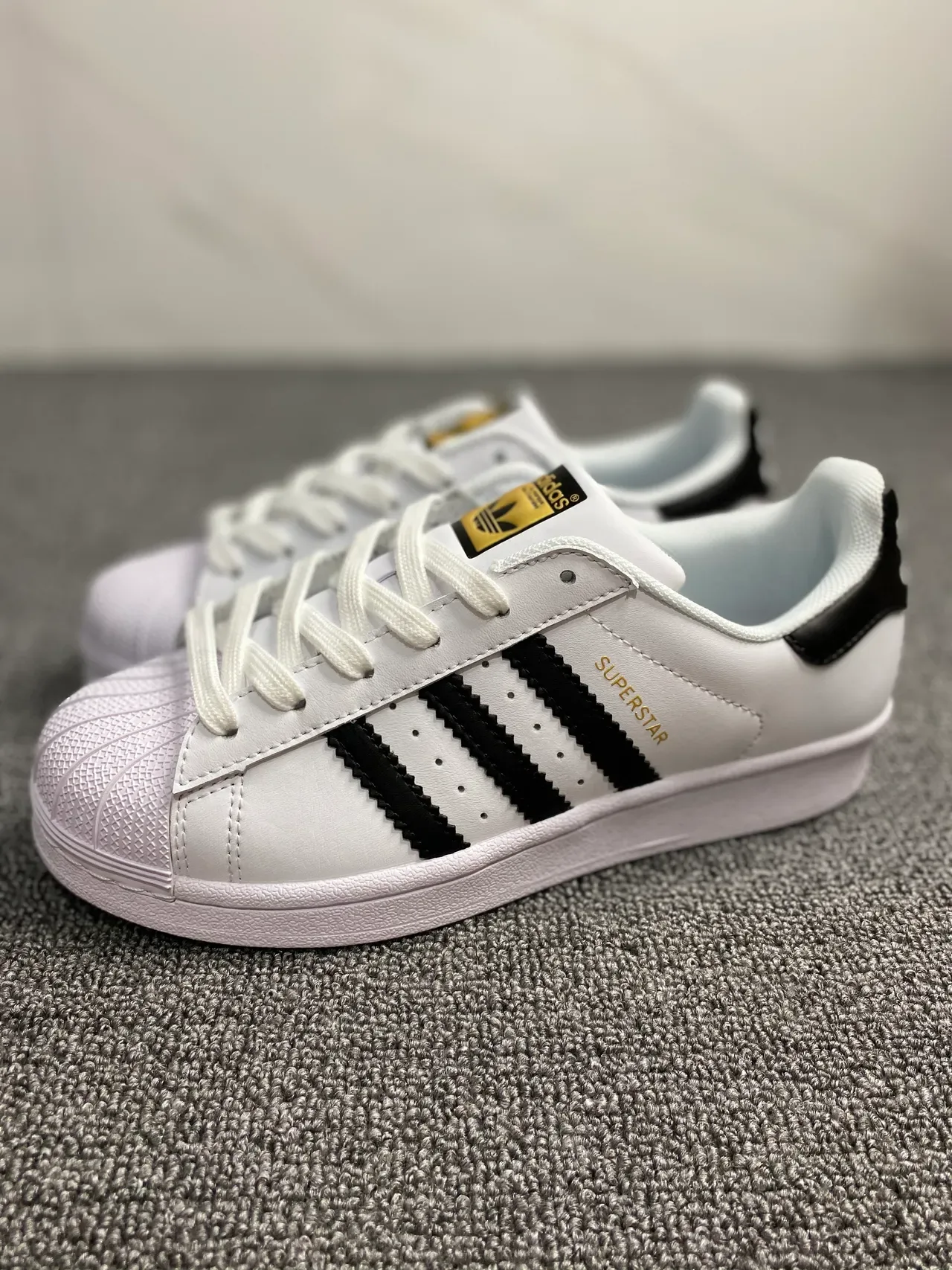 Adidas Superstar White Black Gold Lifestyle Sneakers 2