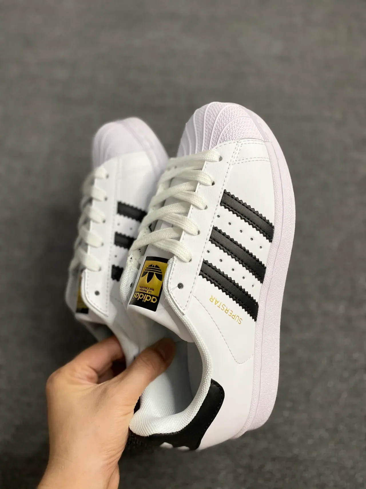 Adidas Superstar White Black Gold Lifestyle Sneakers 4