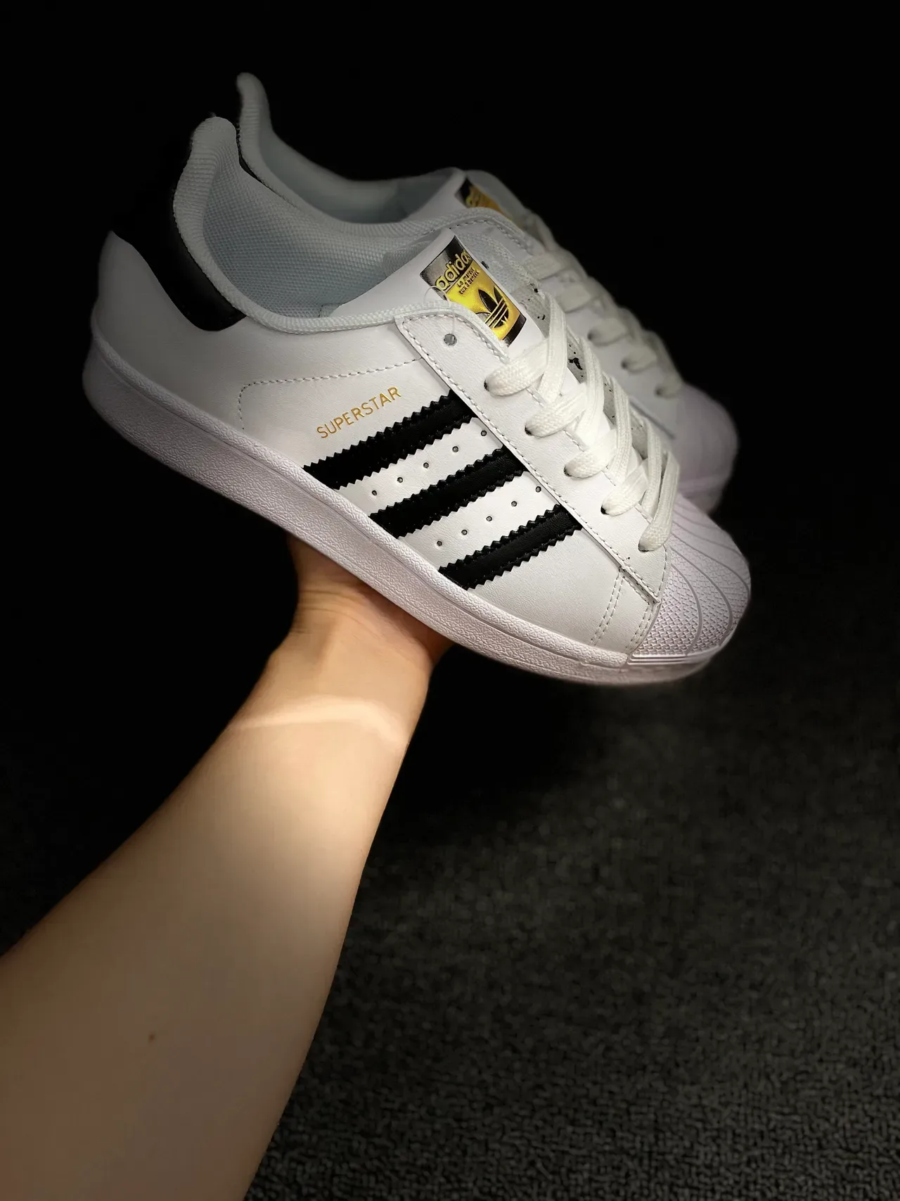 Adidas Superstar White Black Gold Lifestyle Sneakers 9