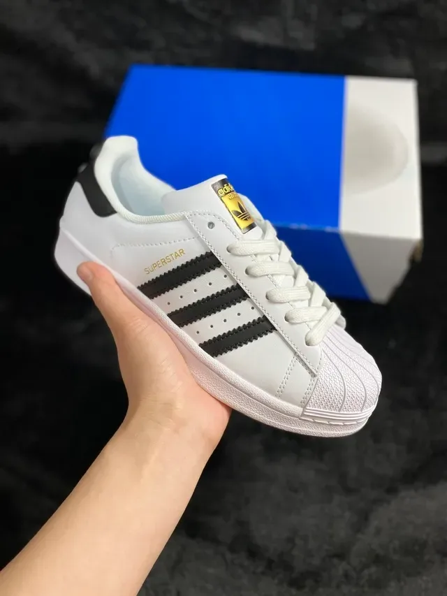 Adidas Superstar White Black Gold Lifestyle Sneakers 10