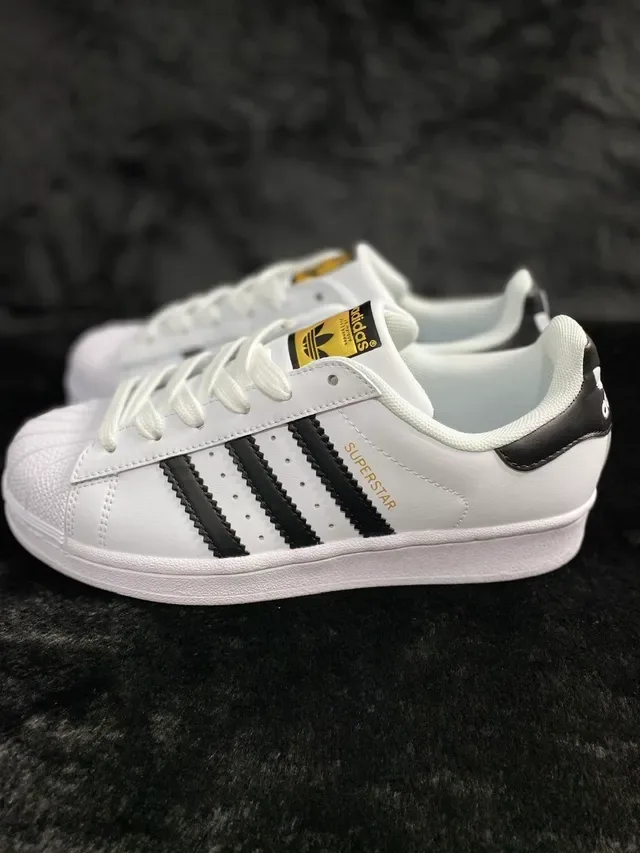Adidas Superstar White Black Gold Lifestyle Sneakers 11
