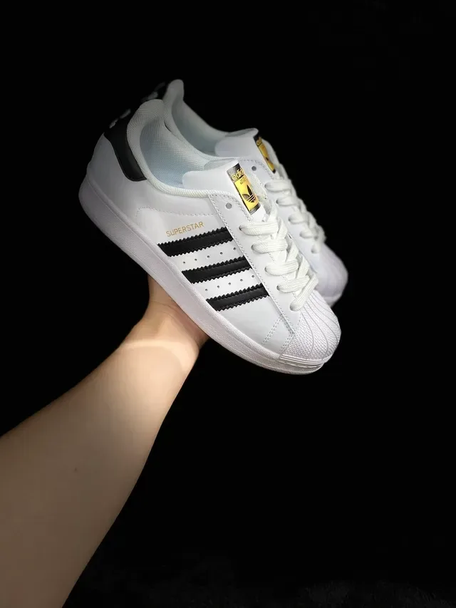 Adidas Superstar White Black Gold Lifestyle Sneakers 12