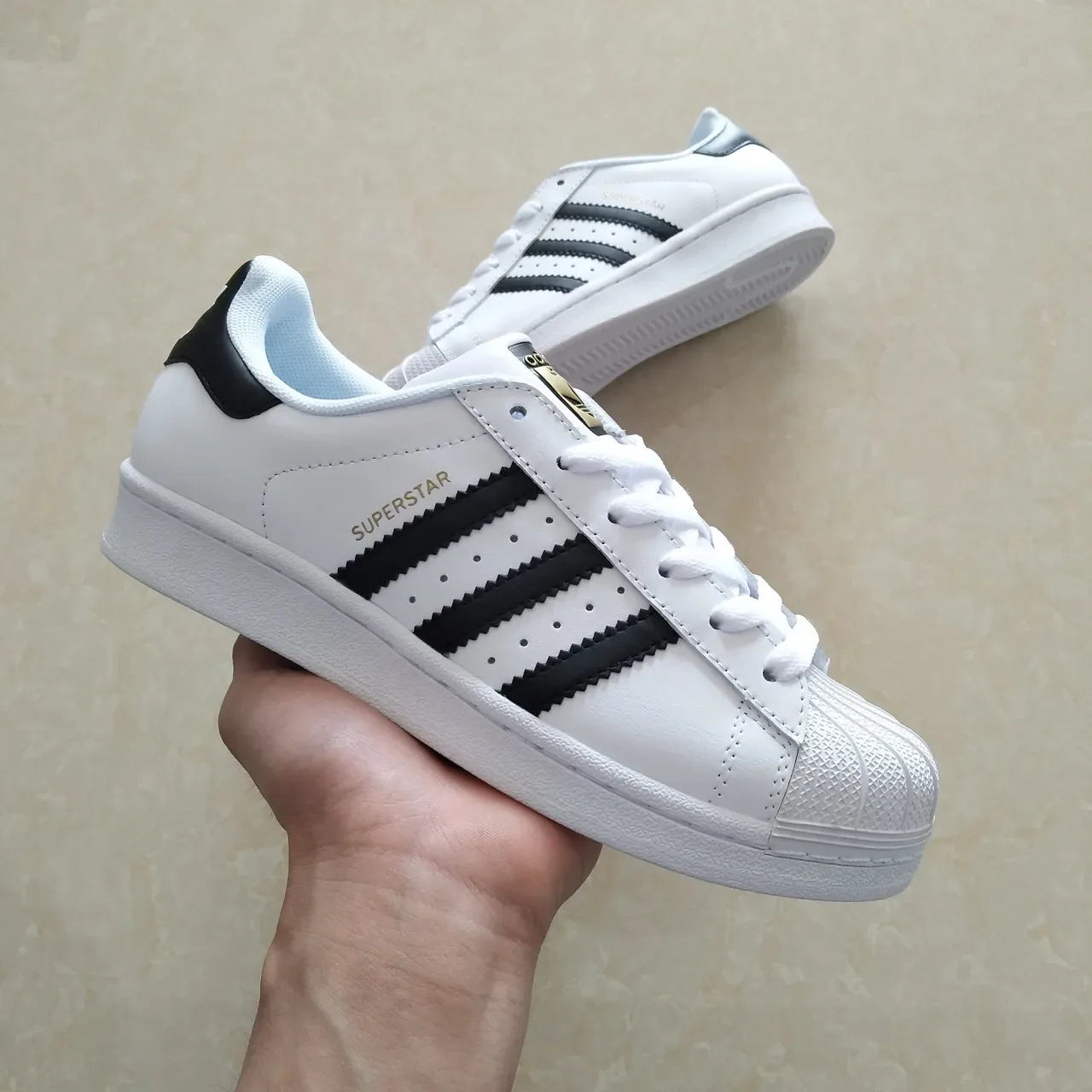 Adidas Superstar White Black Gold Lifestyle Sneakers 18