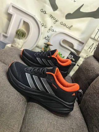 Adidas Terrex Gray Black Engineered Mesh Upper Three Stripes Running Shoes 7