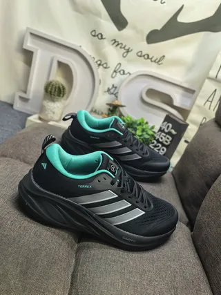 Adidas Terrex Gray Black Engineered Mesh Upper Three Stripes Running Shoes 19