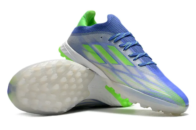 Adidas Chaussures de football avec upper en knit vert transparent bas lacets asymétriques herbe artificielle 4