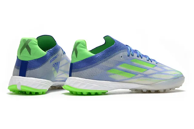 Adidas Chaussures de football avec upper en knit vert transparent bas lacets asymétriques herbe artificielle 5