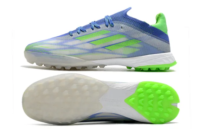 Adidas Chaussures de football avec upper en knit vert transparent bas lacets asymétriques herbe artificielle 6
