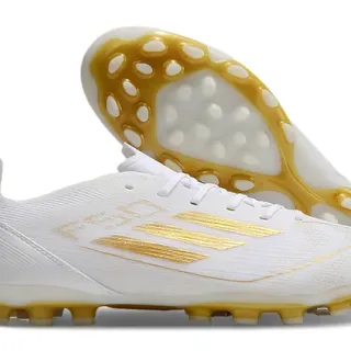 Adidas White and Gold Firm-Ground Soccer Shoes