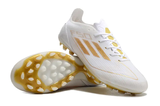 Adidas White and Gold Firm-Ground Soccer Shoes 3